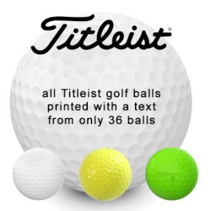 Titleist golf balls with text print