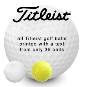 Titleist golf balls with text print